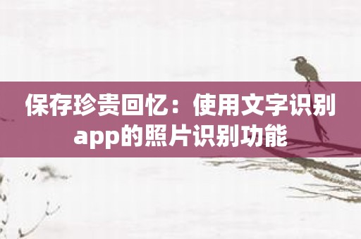 保存珍贵回忆：使用文字识别app的照片识别功能