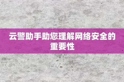 云警助手助您理解网络安全的重要性