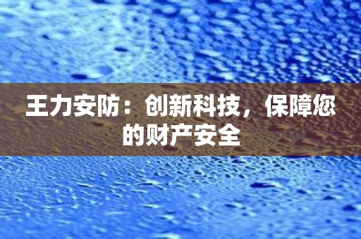 王力安防：创新科技，保障您的财产安全