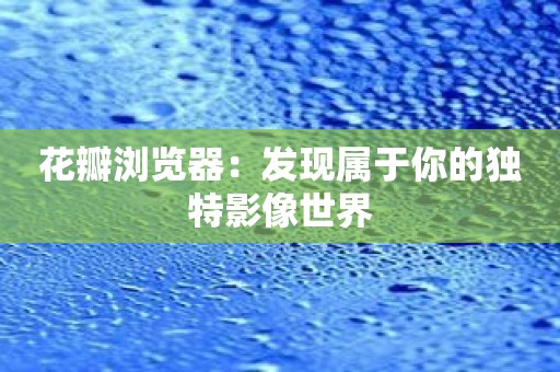 花瓣浏览器：发现属于你的独特影像世界