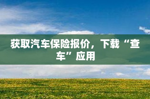 获取汽车保险报价，下载“查车”应用