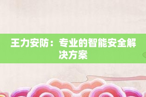 王力安防：专业的智能安全解决方案