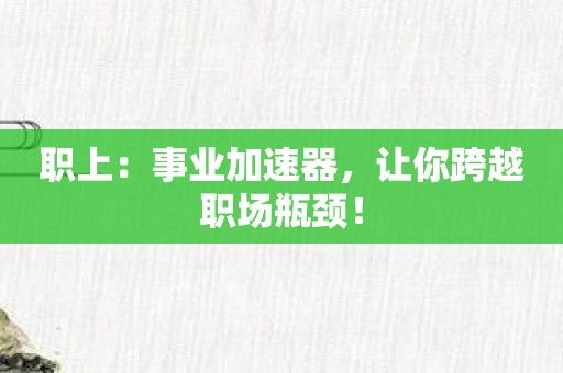 职上：事业加速器，让你跨越职场瓶颈！