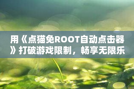 用《点猫免ROOT自动点击器》打破游戏限制，畅享无限乐趣