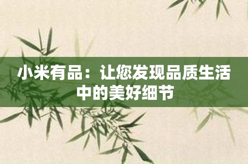 小米有品：让您发现品质生活中的美好细节