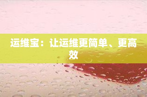 运维宝：让运维更简单、更高效