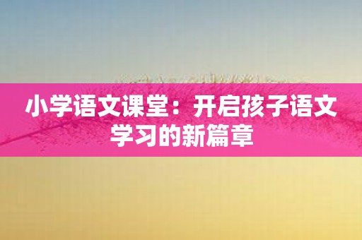 小学语文课堂：开启孩子语文学习的新篇章