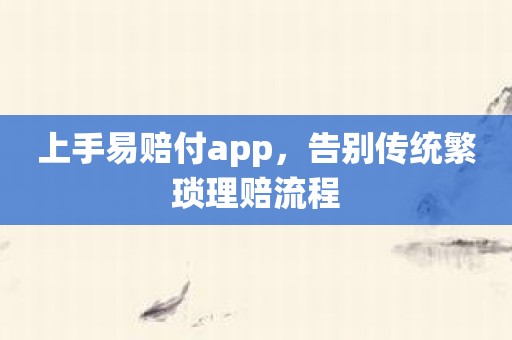 上手易赔付app，告别传统繁琐理赔流程