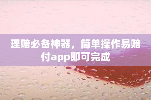 理赔必备神器，简单操作易赔付app即可完成