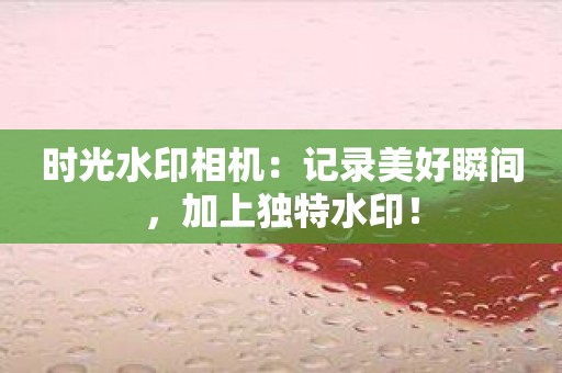 时光水印相机：记录美好瞬间，加上独特水印！