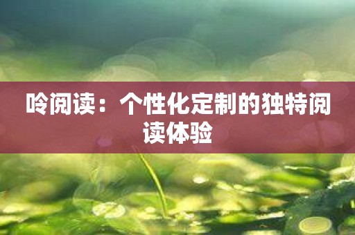 呤阅读：个性化定制的独特阅读体验