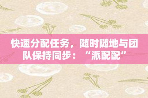 快速分配任务，随时随地与团队保持同步：“派配配”