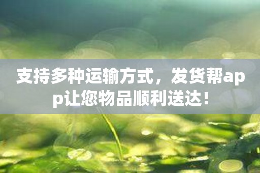 支持多种运输方式，发货帮app让您物品顺利送达！