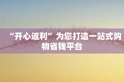 “开心返利”为您打造一站式购物省钱平台