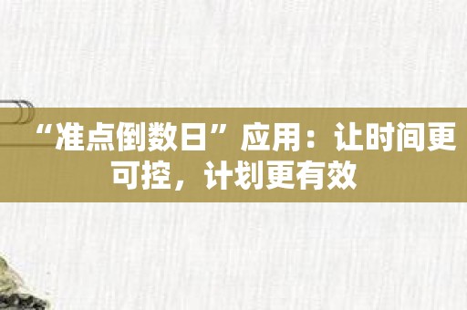 “准点倒数日”应用：让时间更可控，计划更有效