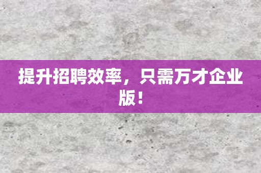 提升招聘效率，只需万才企业版！