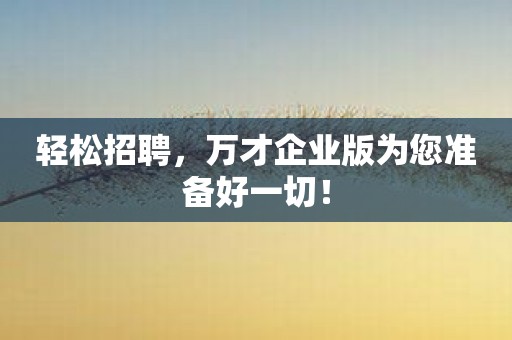 轻松招聘，万才企业版为您准备好一切！