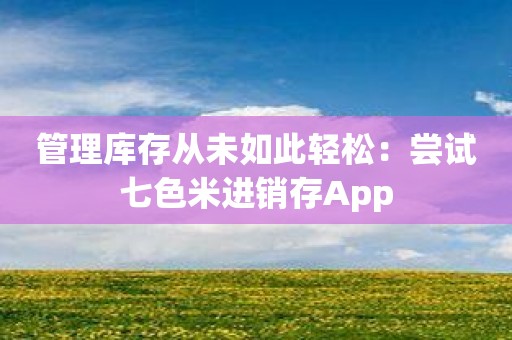 管理库存从未如此轻松：尝试七色米进销存App