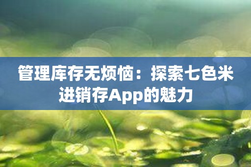 管理库存无烦恼：探索七色米进销存App的魅力