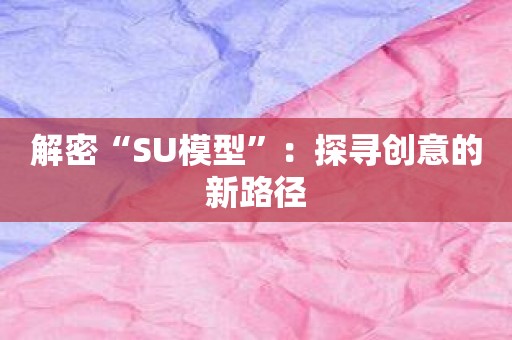 解密“SU模型”：探寻创意的新路径