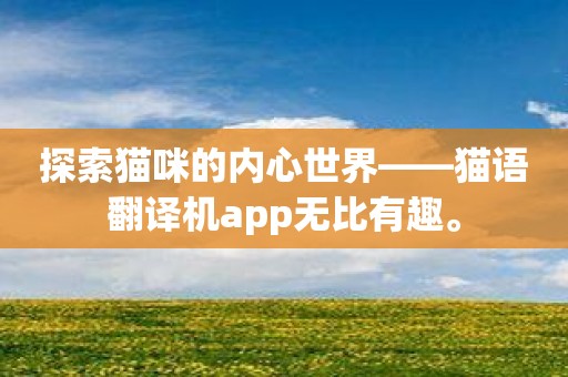 探索猫咪的内心世界——猫语翻译机app无比有趣。