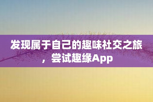 发现属于自己的趣味社交之旅，尝试趣缘App