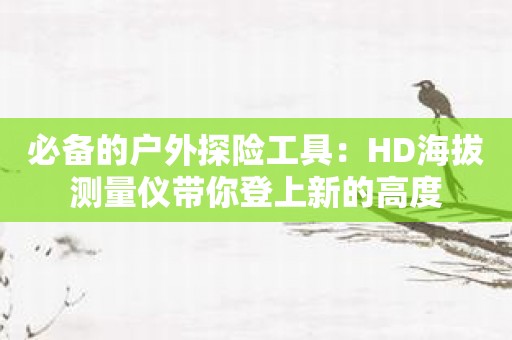 必备的户外探险工具：HD海拔测量仪带你登上新的高度