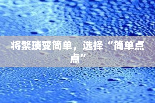 将繁琐变简单，选择“简单点点”