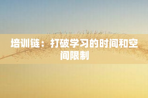 培训链：打破学习的时间和空间限制