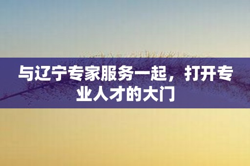 与辽宁专家服务一起，打开专业人才的大门