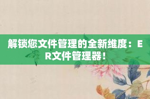 解锁您文件管理的全新维度：ER文件管理器！