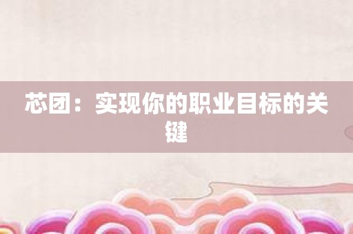 芯团：实现你的职业目标的关键