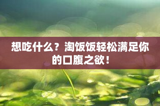 想吃什么？淘饭饭轻松满足你的口腹之欲！