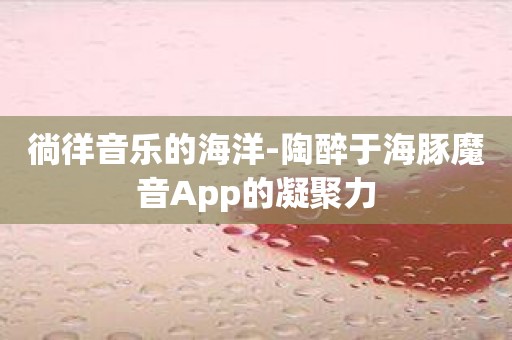 徜徉音乐的海洋-陶醉于海豚魔音App的凝聚力