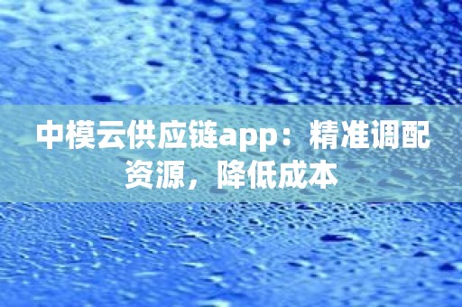 中模云供应链app：精准调配资源，降低成本