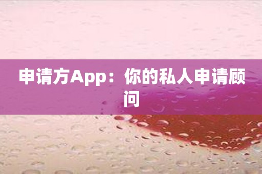 申请方App：你的私人申请顾问