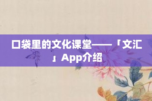 口袋里的文化课堂——「文汇」App介绍