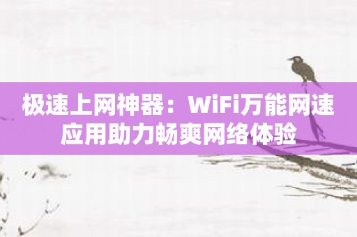 极速上网神器：WiFi万能网速应用助力畅爽网络体验