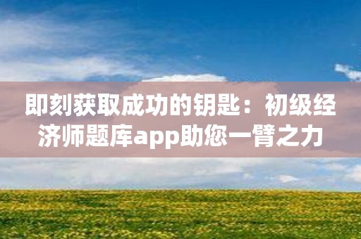 即刻获取成功的钥匙：初级经济师题库app助您一臂之力