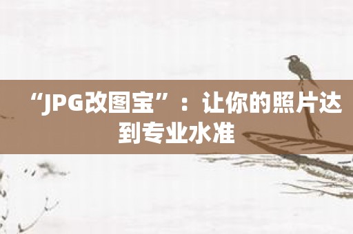 “JPG改图宝”：让你的照片达到专业水准