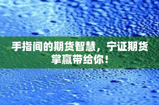 手指间的期货智慧，宁证期货掌赢带给你！