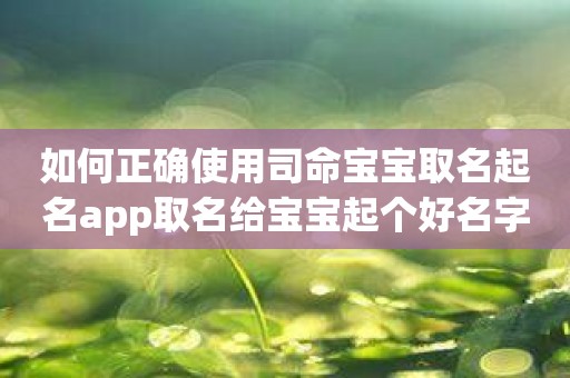 如何正确使用司命宝宝取名起名app取名给宝宝起个好名字