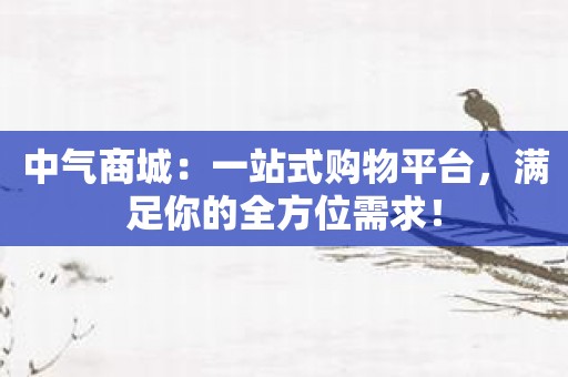 中气商城：一站式购物平台，满足你的全方位需求！