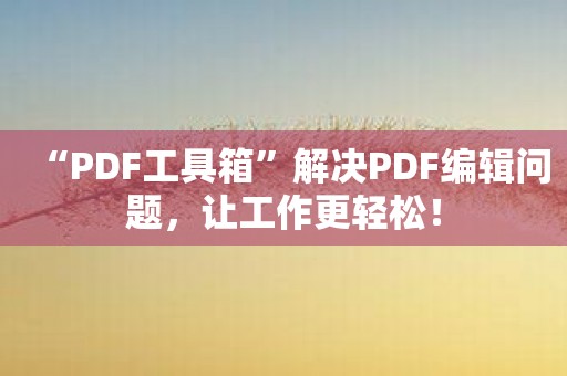 “PDF工具箱”解决PDF编辑问题，让工作更轻松！