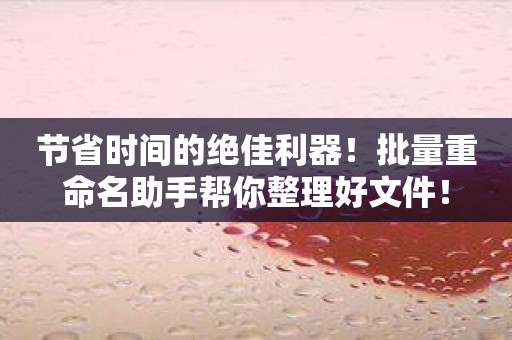 节省时间的绝佳利器！批量重命名助手帮你整理好文件！