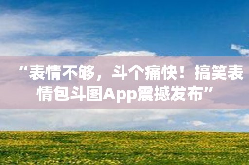 “表情不够，斗个痛快！搞笑表情包斗图App震撼发布”