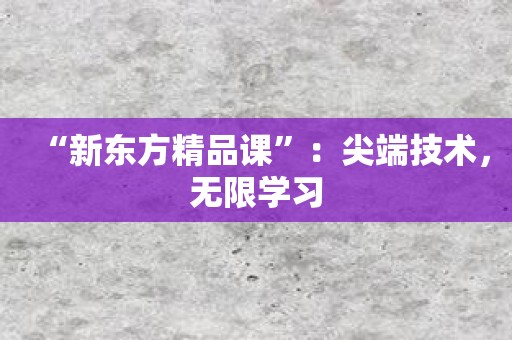 “新东方精品课”：尖端技术，无限学习