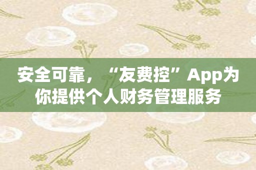 安全可靠，“友费控”App为你提供个人财务管理服务