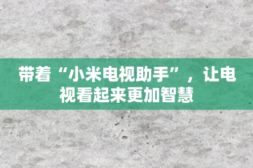 带着“小米电视助手”，让电视看起来更加智慧