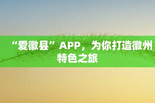 “爱徽县”APP，为你打造徽州特色之旅